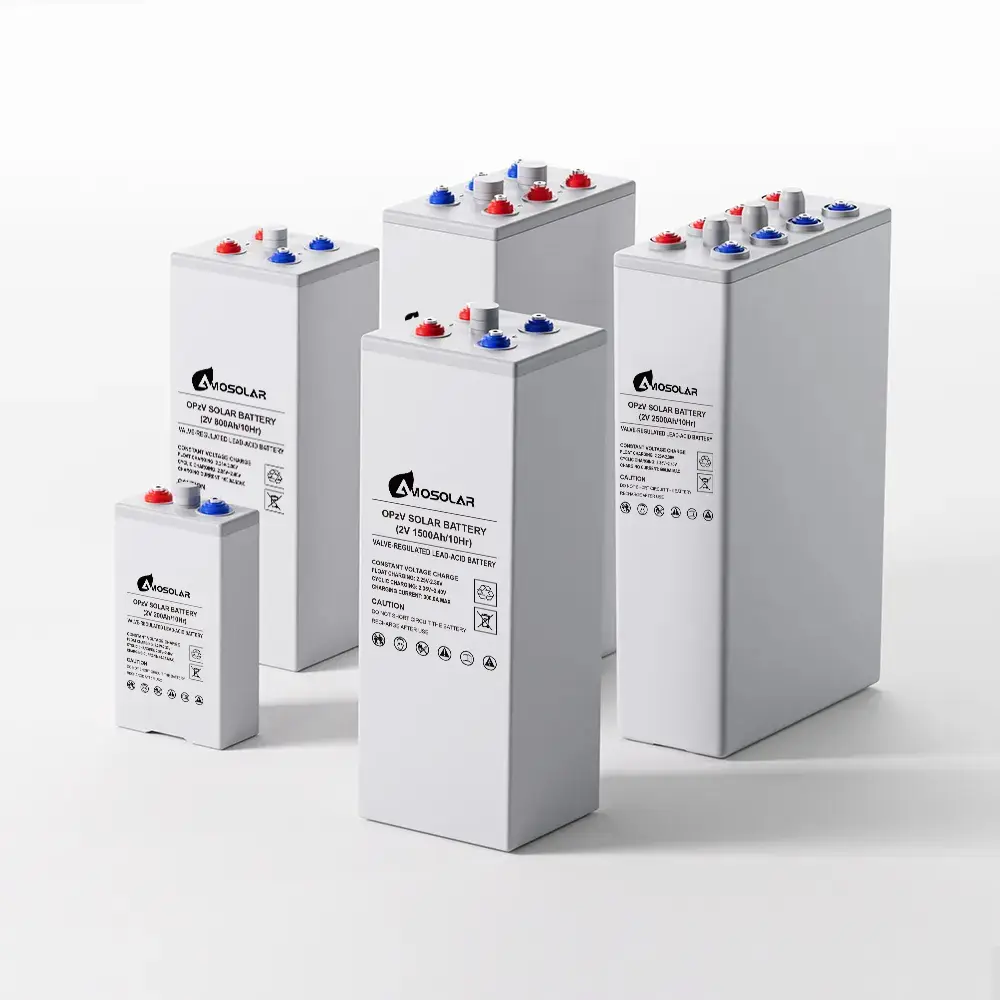 Amosolar OPZV 2V 100Ah 200Ah 600AH 800AH 1000ah 1200AH Batteries solaires à cycle profond